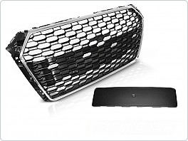 Přední maska Audi A4, B9, 2015-2019, RS4 styl, chromová černá, VÝPRODEJ
