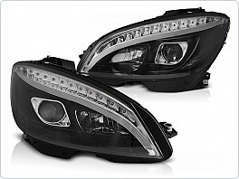 Přední světla Mercedes classe C, W204, 2007-2010, Tube Light, SEQ, blinkr dynamic, black