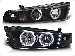 Přední světlomety, světla, lampy Mitsubishi Galant, 1996-2006, Angel Eyes CCFL, černé black LPMI14