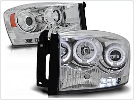 Přední světla Dodge Ram, 2006-2008, Angel Eyes, chrom + diody LPDO05