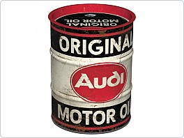 Plechová kasička barel Audi
