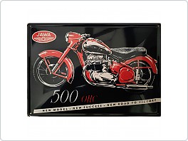 Plechová cedule Jawa 500 OHC, 20x30 cm