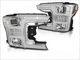 Přední světla, světlomety, lampy Ford F150 MK13, 2017-2020, TubeLight, chromové