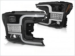 Přední světla, světlomety, lampy Ford F150 MK13, 2017-2020, TubeLight, černé