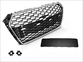 Přední maska Audi A4, B9, 2015-2019, RS4 styl, PDC, chromová černá