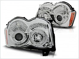 Přední světla Jeep Grand Cherokee, 2008-2010, Angel Eyes, chrom + diody LPCH15