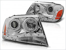 Přední světla Jeep Grand Cherokee, 1999-2005, LED Daylight, chrom LPCH17