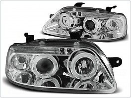 Přední světla Chevrolet Aveo, 2003-2006, Angel Eyes, chrom, manuál LPCT01