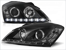 Přední světla, světlomety, lampy Kia Ceed, 2006-2009, LED Dayilight, černé black LPKI02