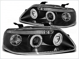 Přední světlomety Chevrolet Aveo, 2003-2006, Angel Eyes, černé black, manuál LPCT02
