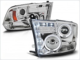 Přední světla Dodge Ram, 2009-2011, Angel Eyes, chrom + diody LPDO07