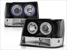 Přední světlomety Jeep Grand Cherokee, 1993-1998, Angel Eyes, černé black LPCH12