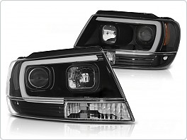 Přední světla Chrysler Jeep Grand Cherokee 1999-2005, Tube light černé