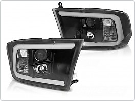 Přední světla, světlomety, lampy Dodge RAM, 2009-2018, Tube Light, černé