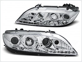 Přední světla Mazda 6, 2002-2007, LED Daylight + Angel Eyes, chrom LPMA03