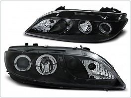 Přední světla, světlomety, lampy Mazda 6, 2002-2007, LED Daylight + Angel Eyes, černé black LPMA04