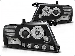 Přední světlomety, světla, lampy Mitsubishi Pajero V60, 2001-2006, Angel Eyes, černé black LPMI08