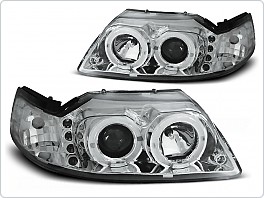 Přední světla Ford Mustang, 1998-2004, Angel Eyes, chrom LPFO32