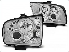 Přední světla Ford Mustang, 2004-2009, Angel Eyes, chrom LPFO30