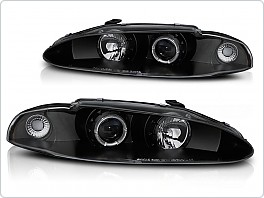 Přední světlomety, světla, lampy Mitsubishi Eclipse, 1995-1996, Angel Eyes, černé black LPMI02