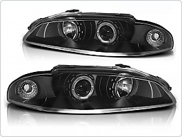 Přední světlomety, světla, lampy Mitsubishi Eclipse, 1997-1998, Angel Eyes, černé black LPMI04