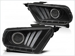 Přední světla Ford Mustang 2010-2013, Tube Light Black, DTS blinkr, černé, LPFO71