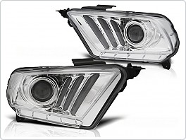 Přední světla Ford Mustang 2010-2013, Tube Light Black, DTS blinkr, chrom, LPFO70