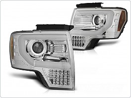 Přední světla, světlomety, lampy Ford F150 MK12, 2008-2014, Tube Light, chromové