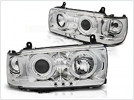 Přední světla, světlomety, lampy Toyota Land Cruiser FJ 80, 1990-1997, angel eyes, chromové