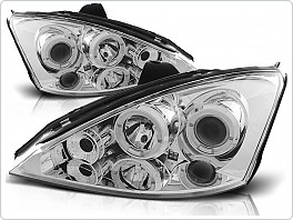 Přední světla Ford Focus 1, 1998-2001, Angel Eyes, chrom LPFO03