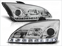 Přední světla Ford Focus, 2005-2008, LED Daylight, chrom LPFO20