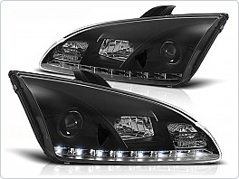 Přední světlomety, světla, lampy Ford Focus, 2005-2008, LED Daylight, černé black LPFO21