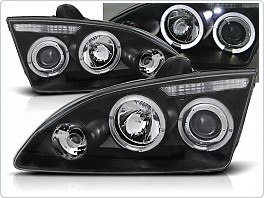Přední světlomety, světla, lampy Ford Focus, 2005-2008, Angel Eyes, černé black LPFO14