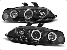 Přední světlomety, světla, lampy Honda Civic, 1991-1995, 4dveř., Angel Eyes, černé black LPHO12