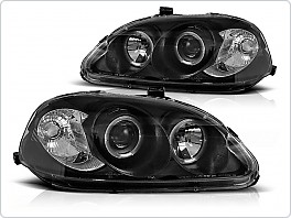 Přední světlomety, světla, lampy Honda Civic, 1995-1999, Angel Eyes, černé black LPHO05