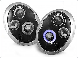 Přední světlomety, světla, lampy Mini Cooper, 2001-2006, Angel Eyes, černé black LPMC02
