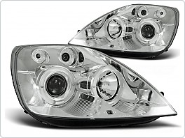 Přední světla Ford Fiesta MK6, 2002-2005, Angel Eyes, chrom LPFO08