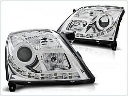 Přední světla Opel Vectra C, 2002-2005, LED Daylight, chrom s homologavaným denním svícením LPOP77
