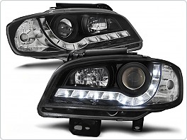 Přední světlomety, světla, lampy, Seat Ibiza, Cordoba, 1999-2002, LED Daylight, černé black LPSE20
