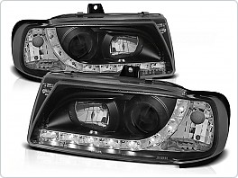 Přední světlomety, světla, lampy, Seat Ibiza, Cordoba, 1993-1998, LED Daylight, černé black LPSE14