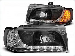 Přední světlomety, světla, lampy, Seat Ibiza, Cordoba, 1993-1998, LED Daylight, černé black + LED blinkr LPSE16