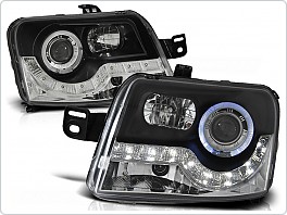 Přední světlomety, světla, lampy Fiat Panda, 2003-, LED Daylight, černé black LPFI14