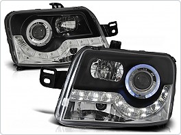 Přední světlomety, světla, lampy Fiat Panda, 2003-, LED Daylight, černé black LPFI14