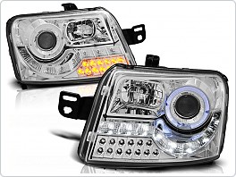 Přední světla Fiat Panda, 2003-, LED Daylight, chrom s LED blinkrem LPFI15