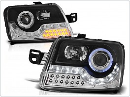 Přední světlomety, světla, lampy Fiat Panda, 2003-, LED Daylight, černé black s LED blinkrem LPFI16
