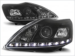 Přední světlomety, světla, lampy Ford Focus, 2008-2011, LED Daylight, černé black LPFO38