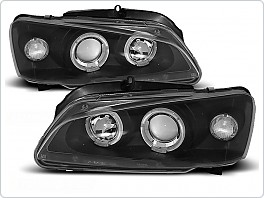 Přední světlomety, světla, lampy Peugeot 106, 1996-2003, Angel Eyes, černé black LPPE15
