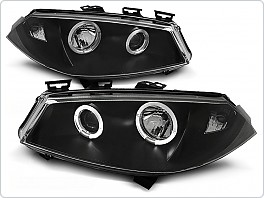 Přední světlomety, světla, lampy Renault Megane II, 2003-2005, Angel Eyes, černé black LPRE12
