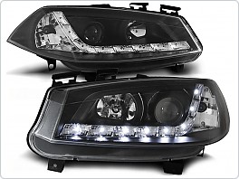 Přední světlomety, světla, lampy Renault Megane II, 2003-2005, LED Daylight, černé black LPRE16