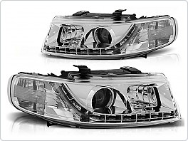 Přední světla Seat Leon, Toledo, 1998-2005, LED Daylight, chrom LPSE11